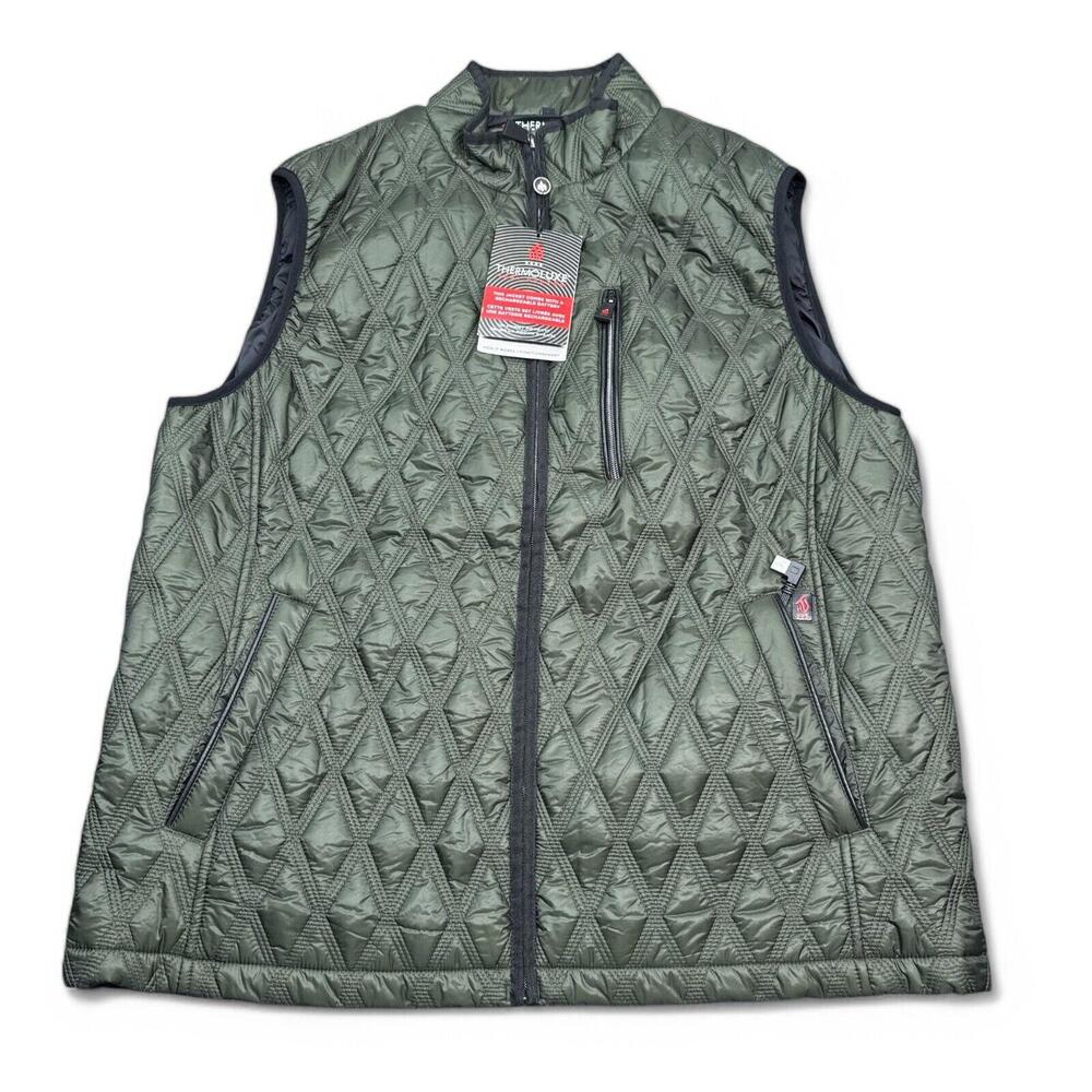 NWT Rainforest Thermoluxe Battery Heated Vest Jacket Size 2XL Green Quilted